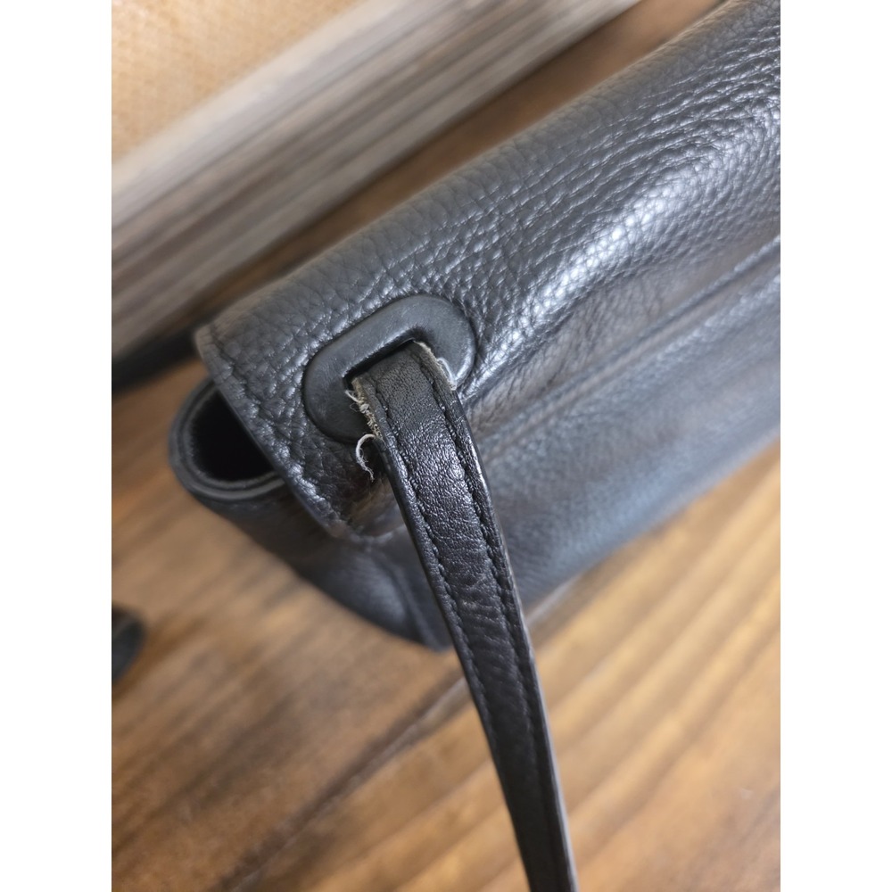 Tory Burch Black Pebbled Leather Thea Messenger Bag Flap Crossbody Purse Tassels - Picture 10 of 16